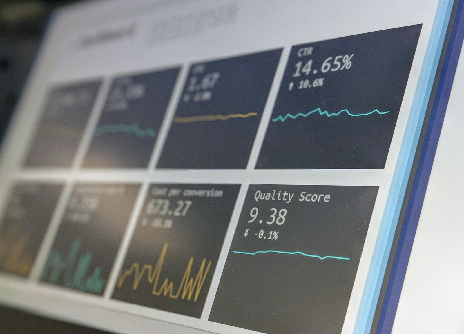 A marketing reporting dashboard on a laptop.
